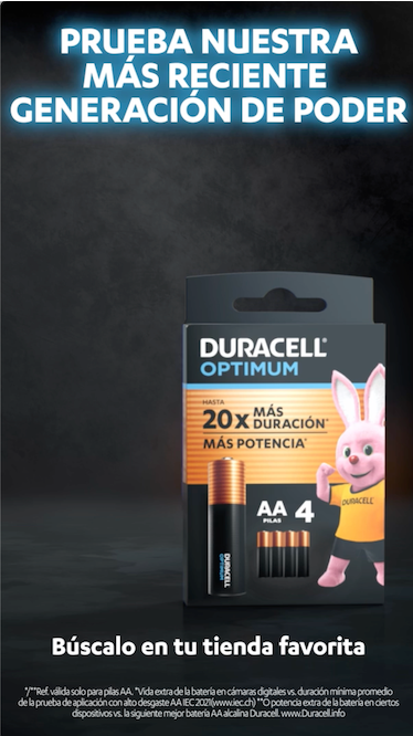 Pilas alcalinas Duracell Optimum AA - Duracell ES