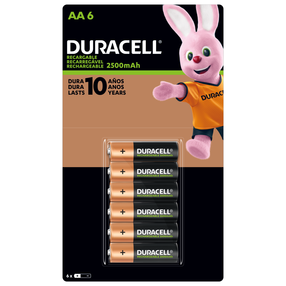 Pack 4 Pilas Recargables AA + Cargador Duracell 2500mAh - Todopilas