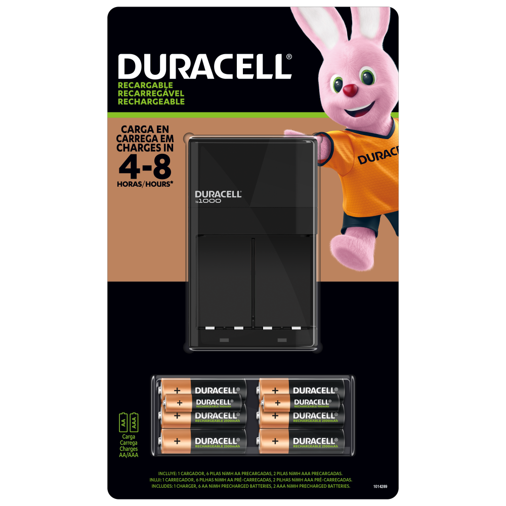DURACELL - Cargador premium pilas recargables, carga extra rápida  compatible con baterías DURACELL AA y AAA NiMH, incluye 1 cargador + 6 pilas  AA recargables + 2 pilas AAA recargables (pre-cargadas) 